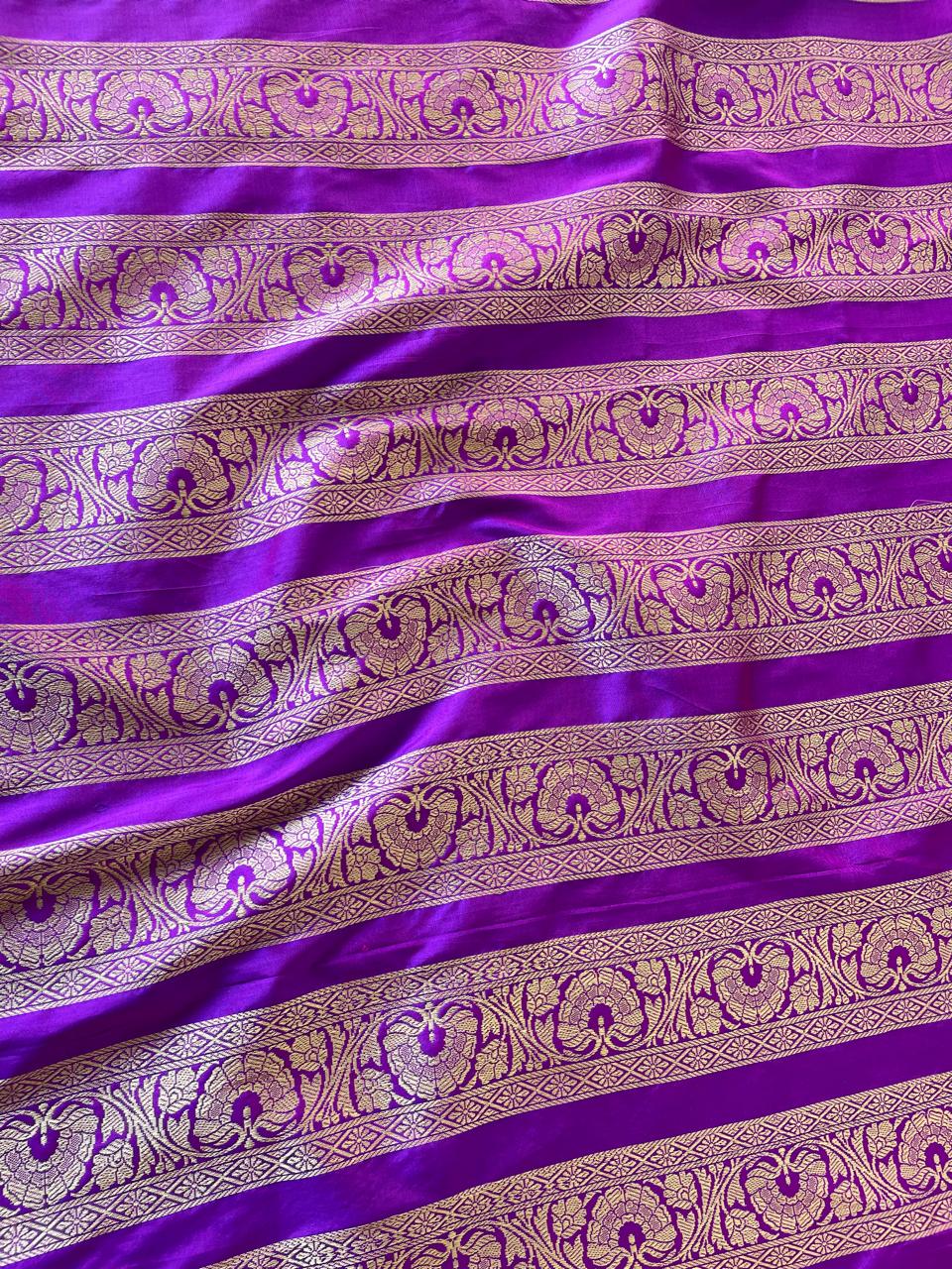 Mandala Purple Handwoven Pure Silk Banarasi Lehenga