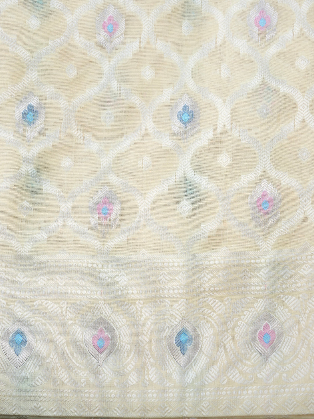 yellow  Banarasi Cotton Silk Unstitched Suit Set