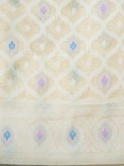 yellow  Banarasi Cotton Silk Unstitched Suit Set