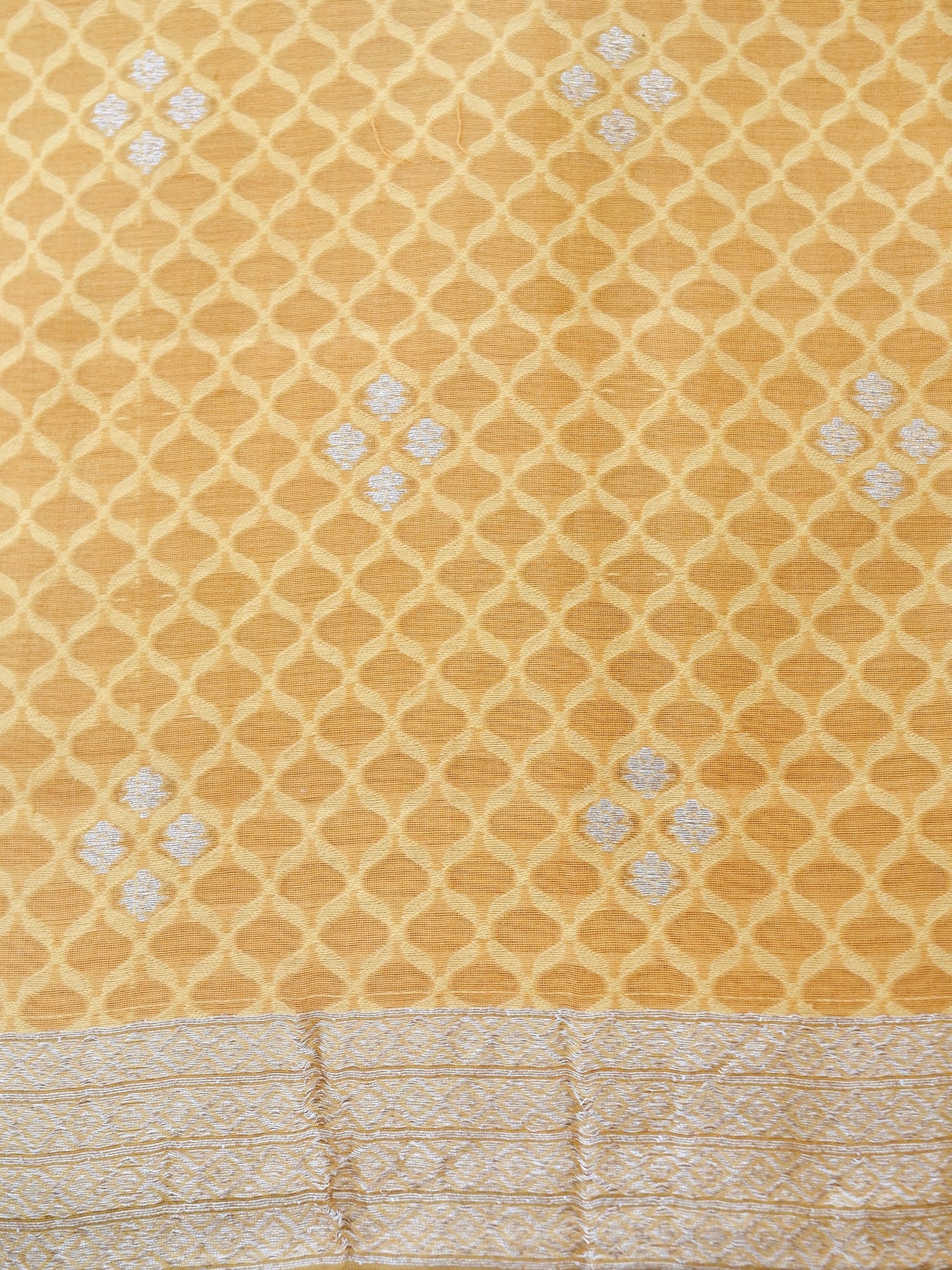 Mustard Cotton Unstitched Banarasi Suit Set