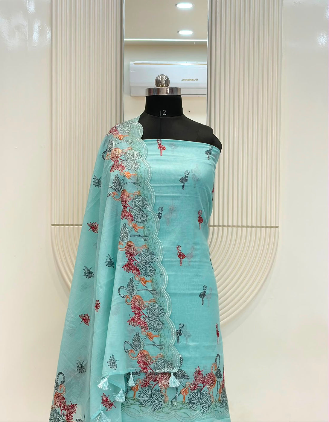 Sky Blue Mul Cotton Embroidery Suit Set