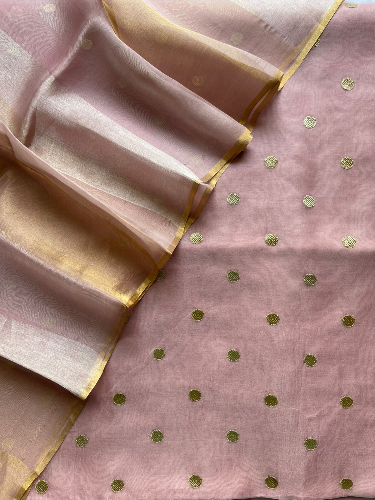 Pink Pure Organza Silk Embroidery Suit
