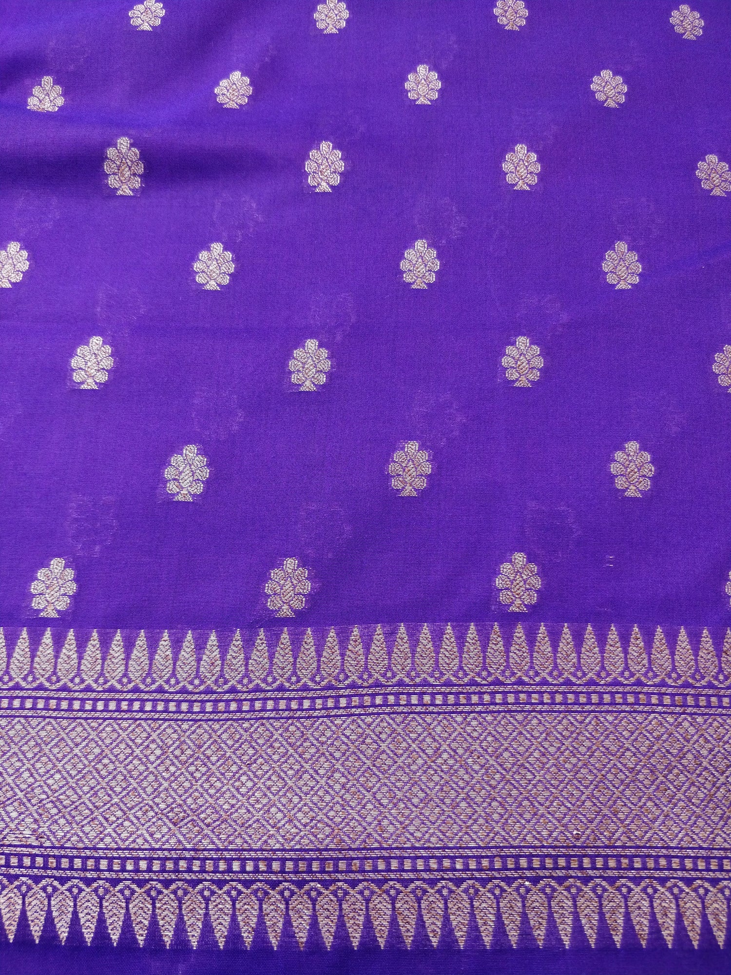 Purple Cotton Silk Unstitched Banarasi Suit Set