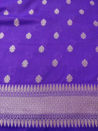 Purple Cotton Silk Unstitched Banarasi Suit Set