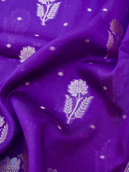 Purple Chiniya Blended Silk Banarasi Saree