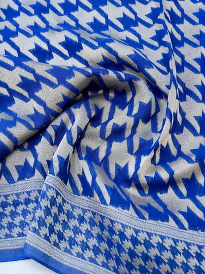 Blue Georgette Silk Banarasi Saree