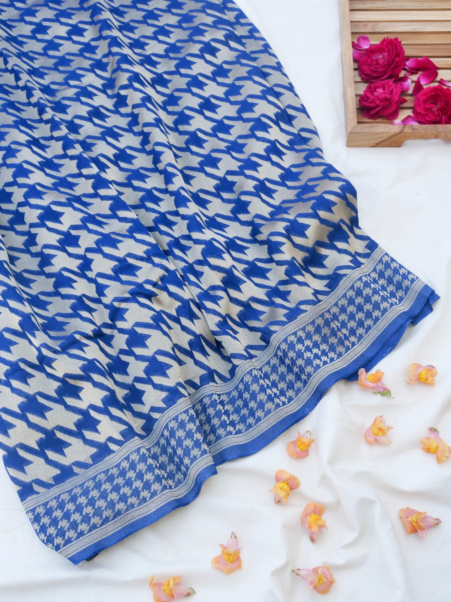 Blue Georgette Silk Banarasi Saree