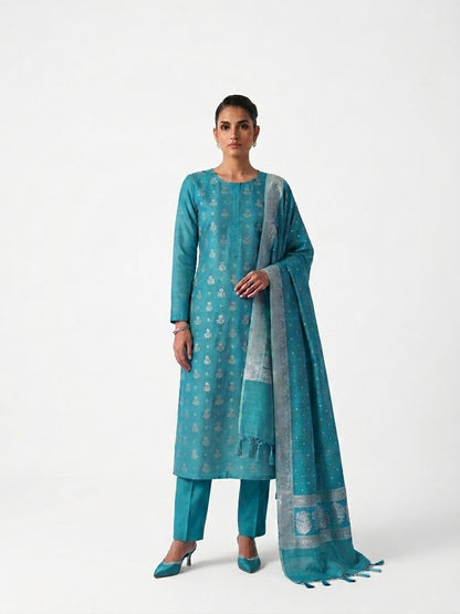 Rama Green Banarasi Chiniya Silk Suit Set
