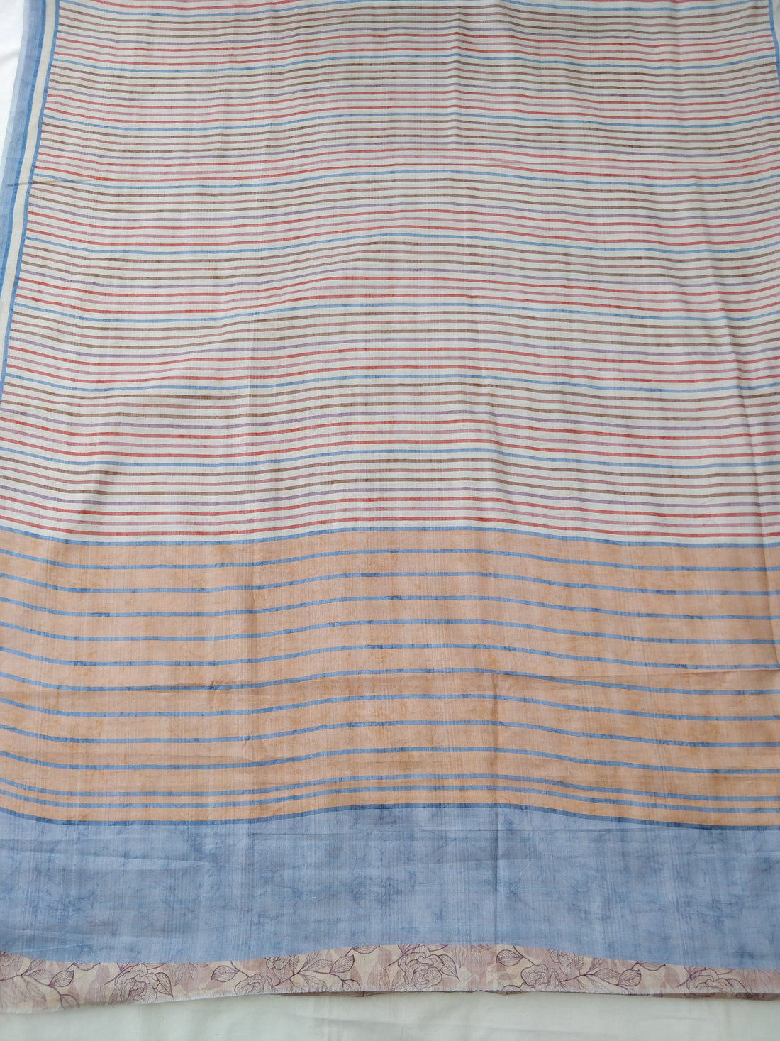 Striped Soft Crepe Silk Digital Print Banarasi Saree