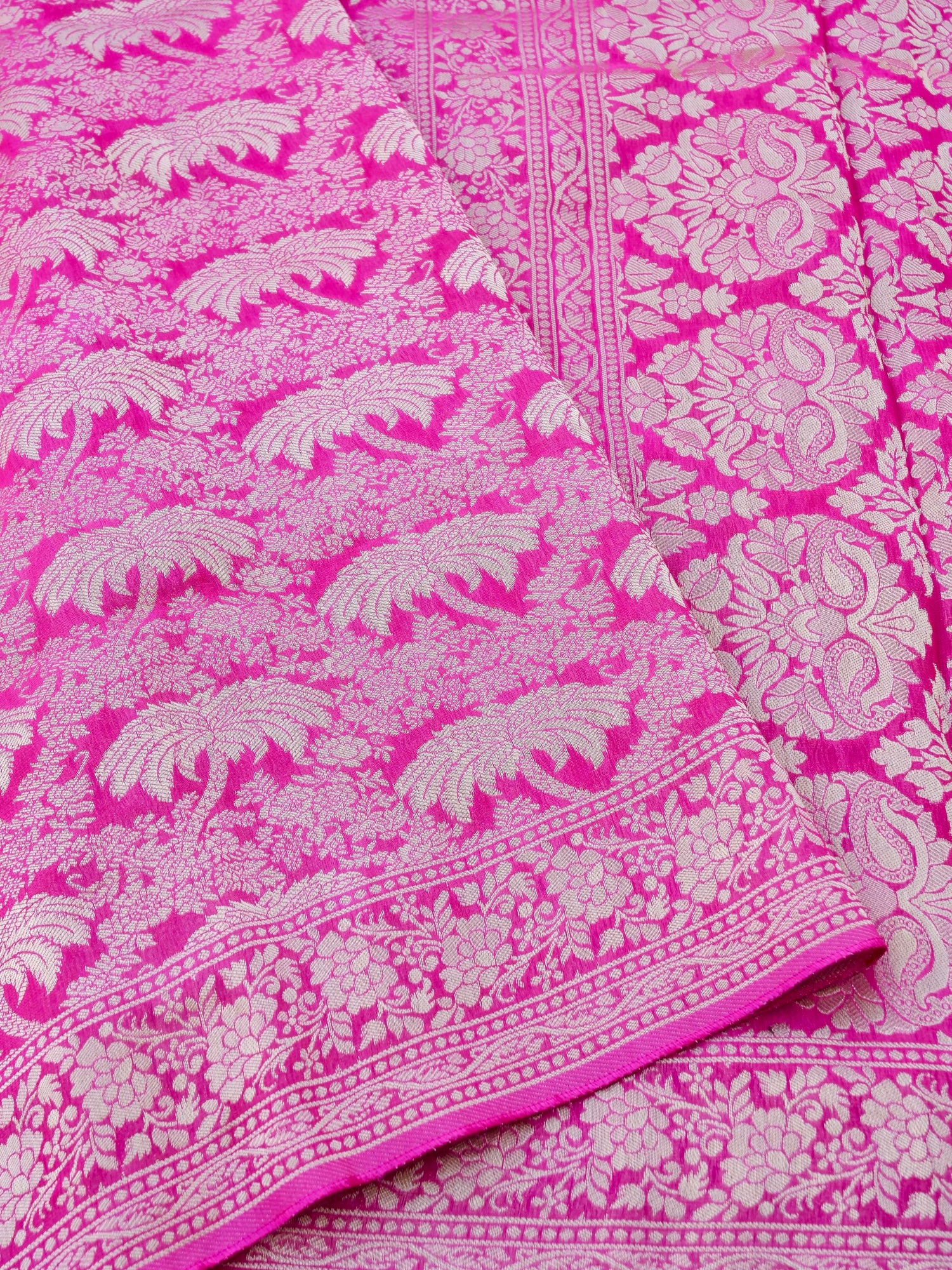 Pink Georgette Silk Jangla Banarasi Saree