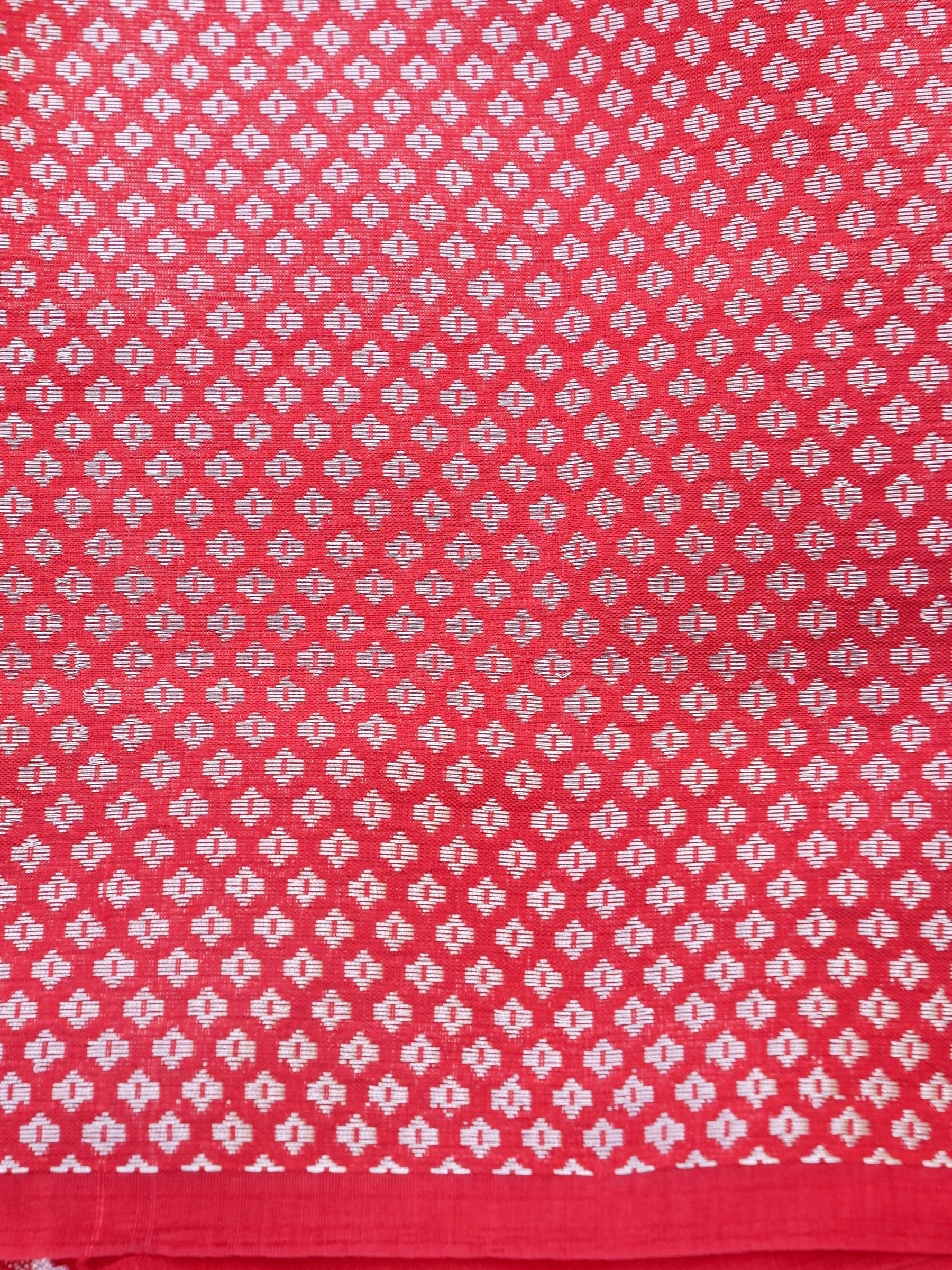 Red Chiniya Silk Blended Buti Banarasi saree