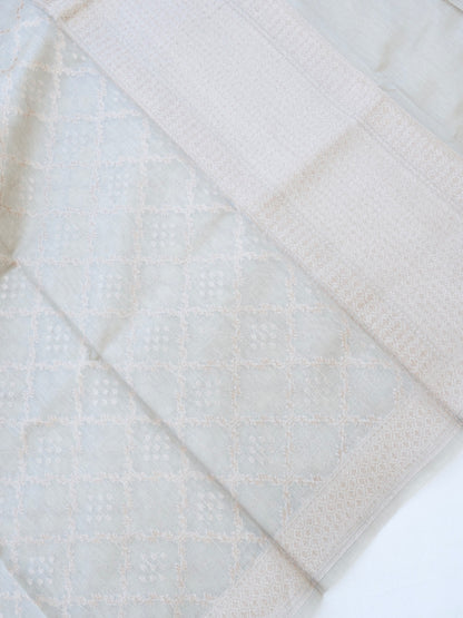 Beige Cotton Unstitched Banarasi Suit Set