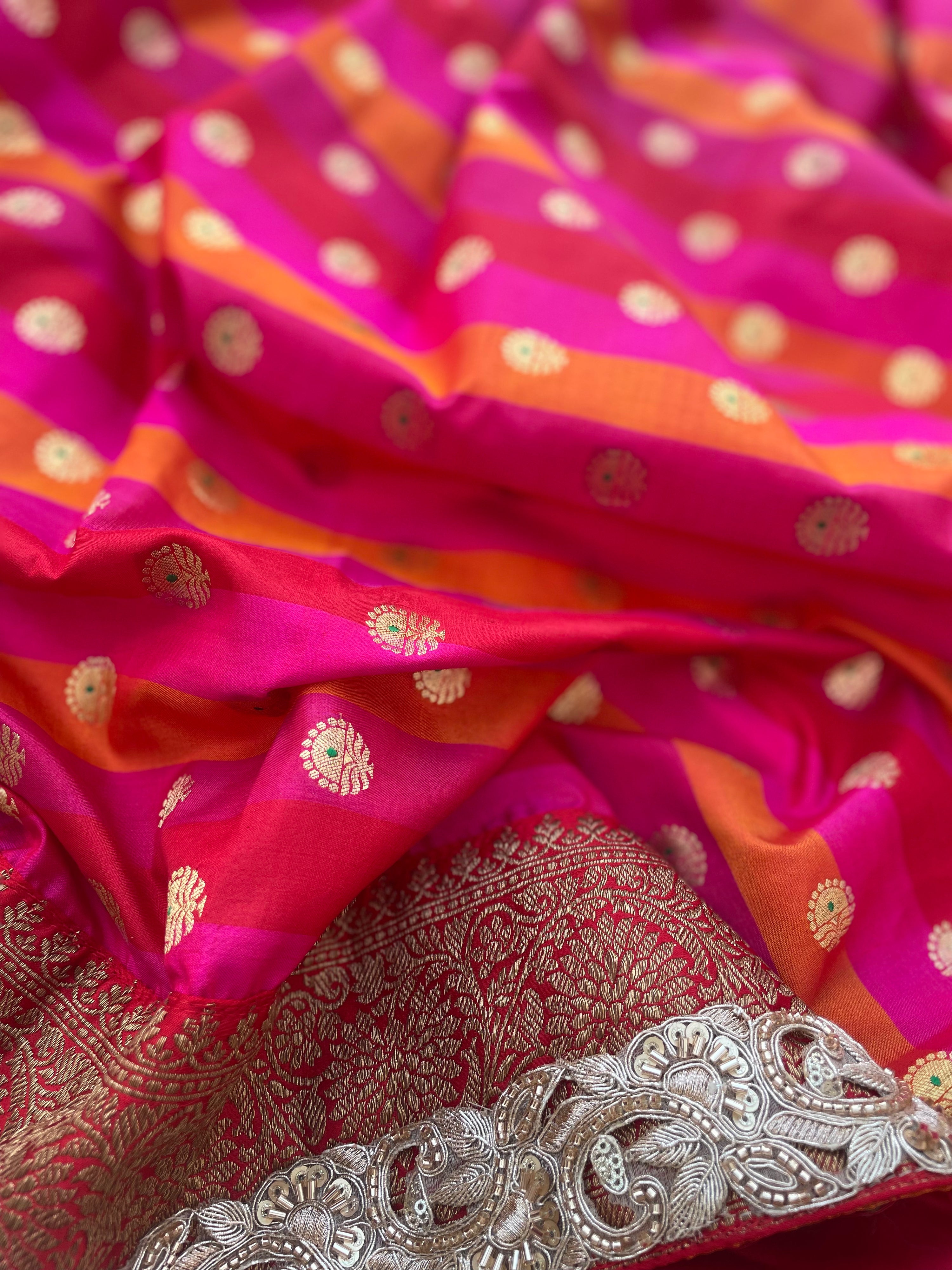 Rangkaat Handwoven  Kataan Silk Banarasi Saree with Embellished Border