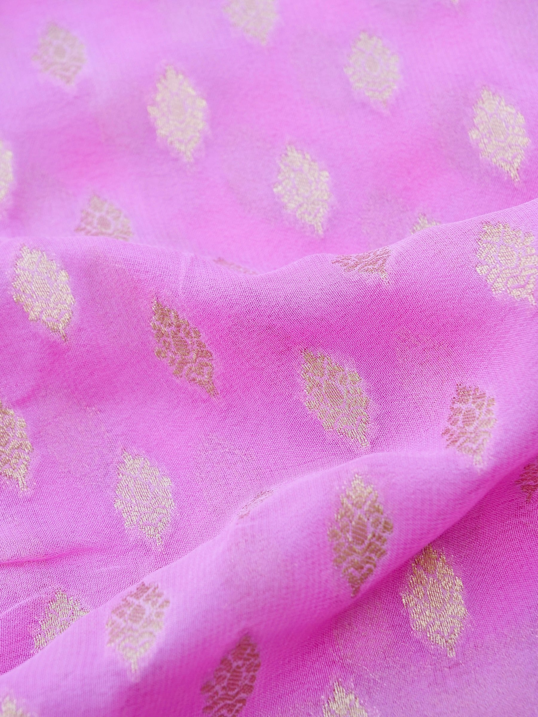 Pink Georgette Silk Buti Banarasi Saree