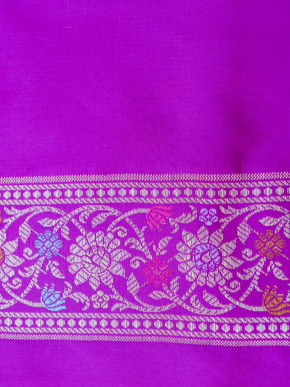 Purple Kataan Silk Meena Jangla Banarasi Saree