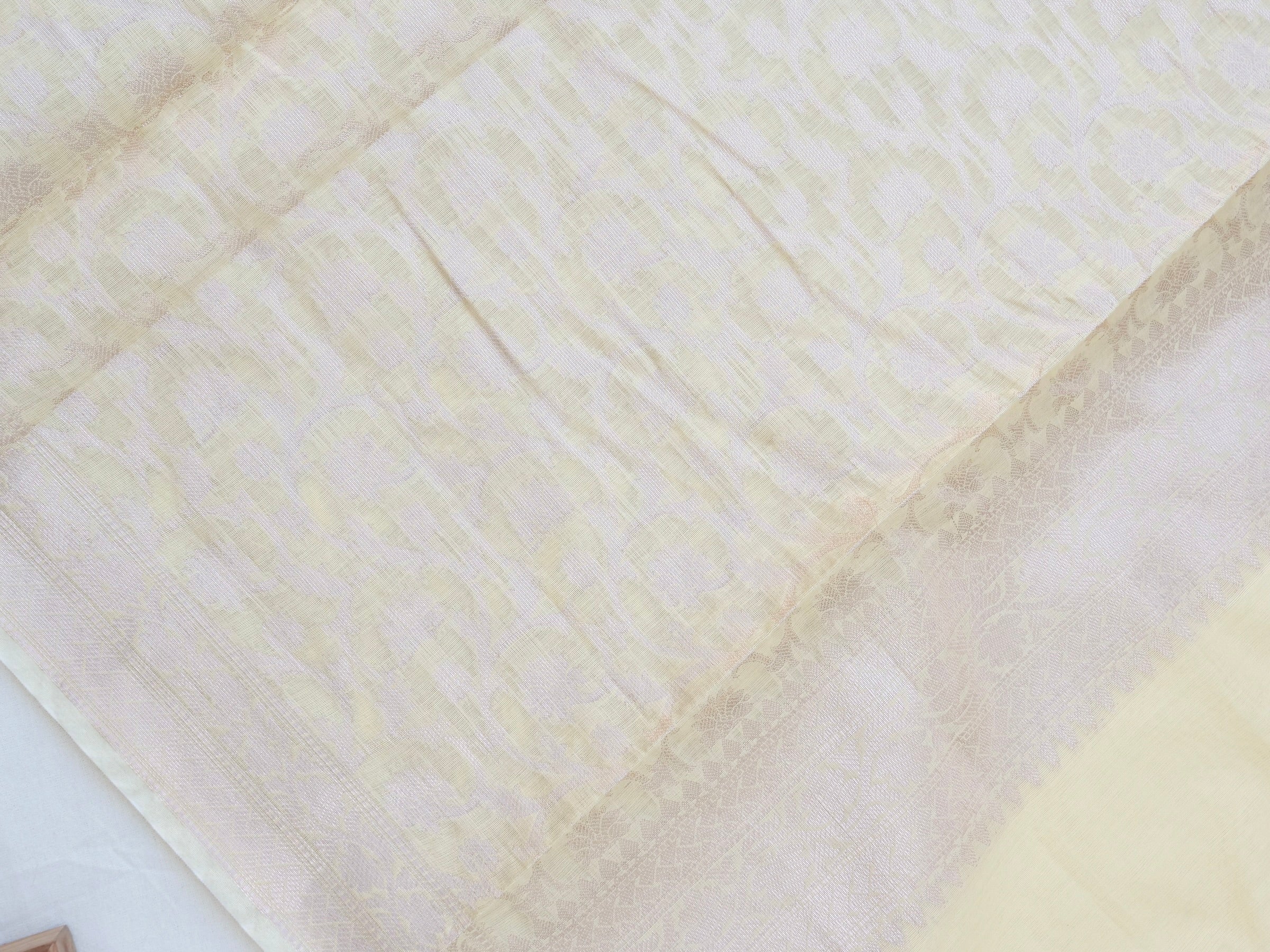 Yellow Banarasi Cotton Unstitched Suit Set