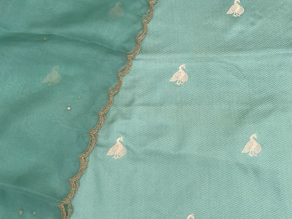 Sea Green Handwoven Pure Kataan Silk Banarasi Suit Set