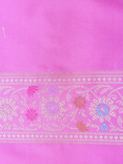 Light Pink Kataan Silk Meena Jangla Banarasi Saree