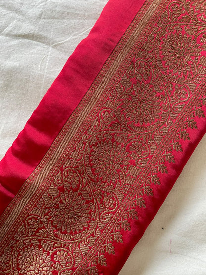 Red Satin Banarasi Border 10 Inch