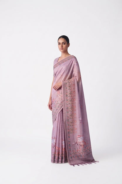 Pink Organza Silk Digital Print Pichwai Saree