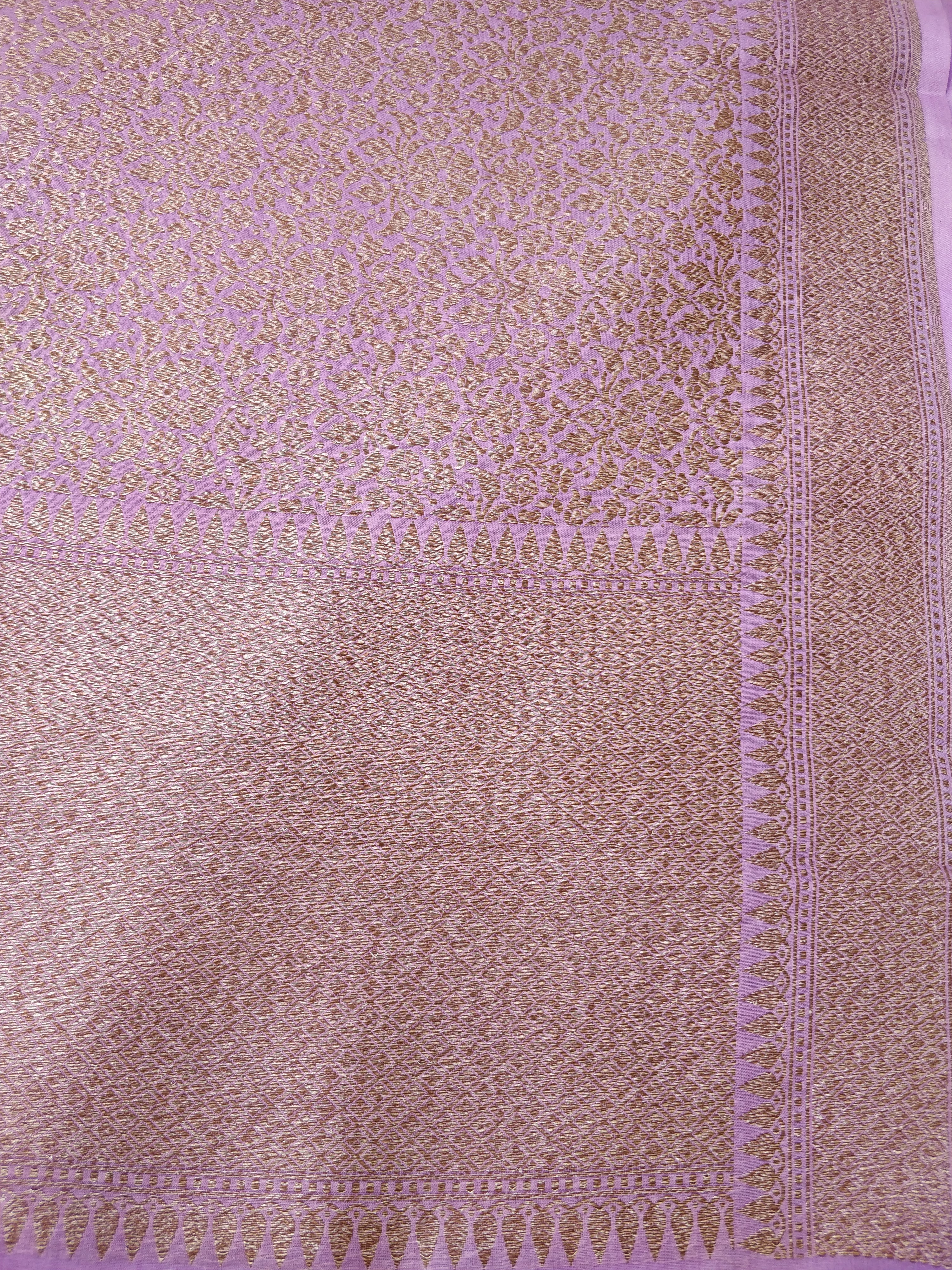 Purple Cotton Silk Banarasi Unstitched Suit Set