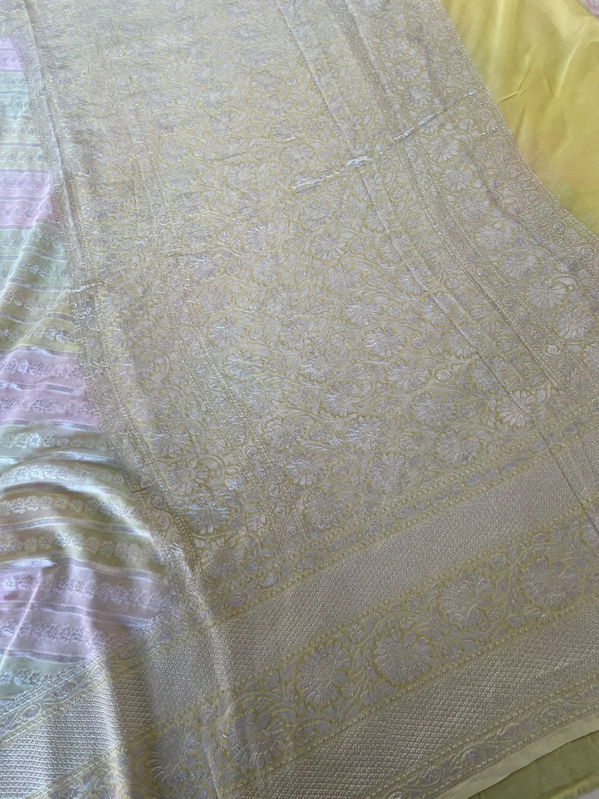 Rangkaat Handwoven Pure Georgette Silk Banarasi Saree