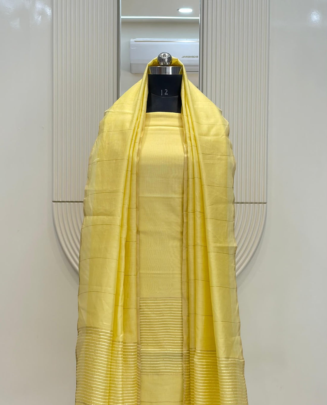 Yellow Pure Maheshwari Silk Suit Set