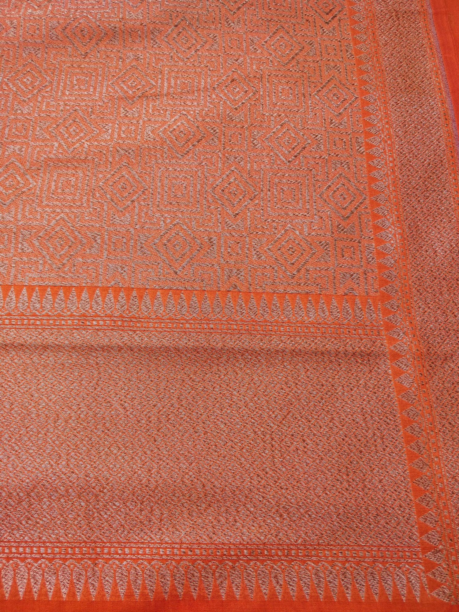 Orange Cotton Silk Banarasi Unstitched Suit Set