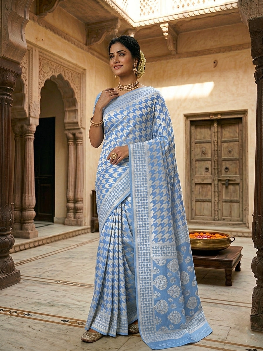 Grey Georgette Silk Banarasi Saree