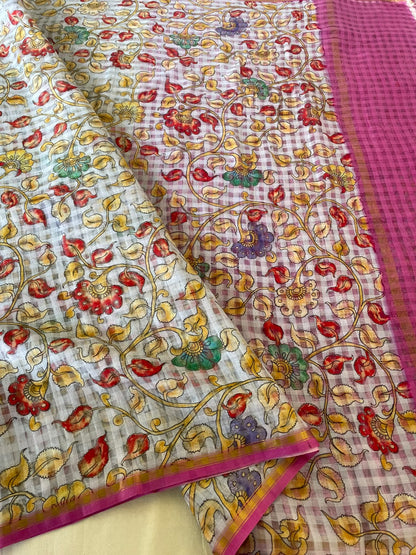 Light Blue Digital Print Cotton Silk Banarasi Saree