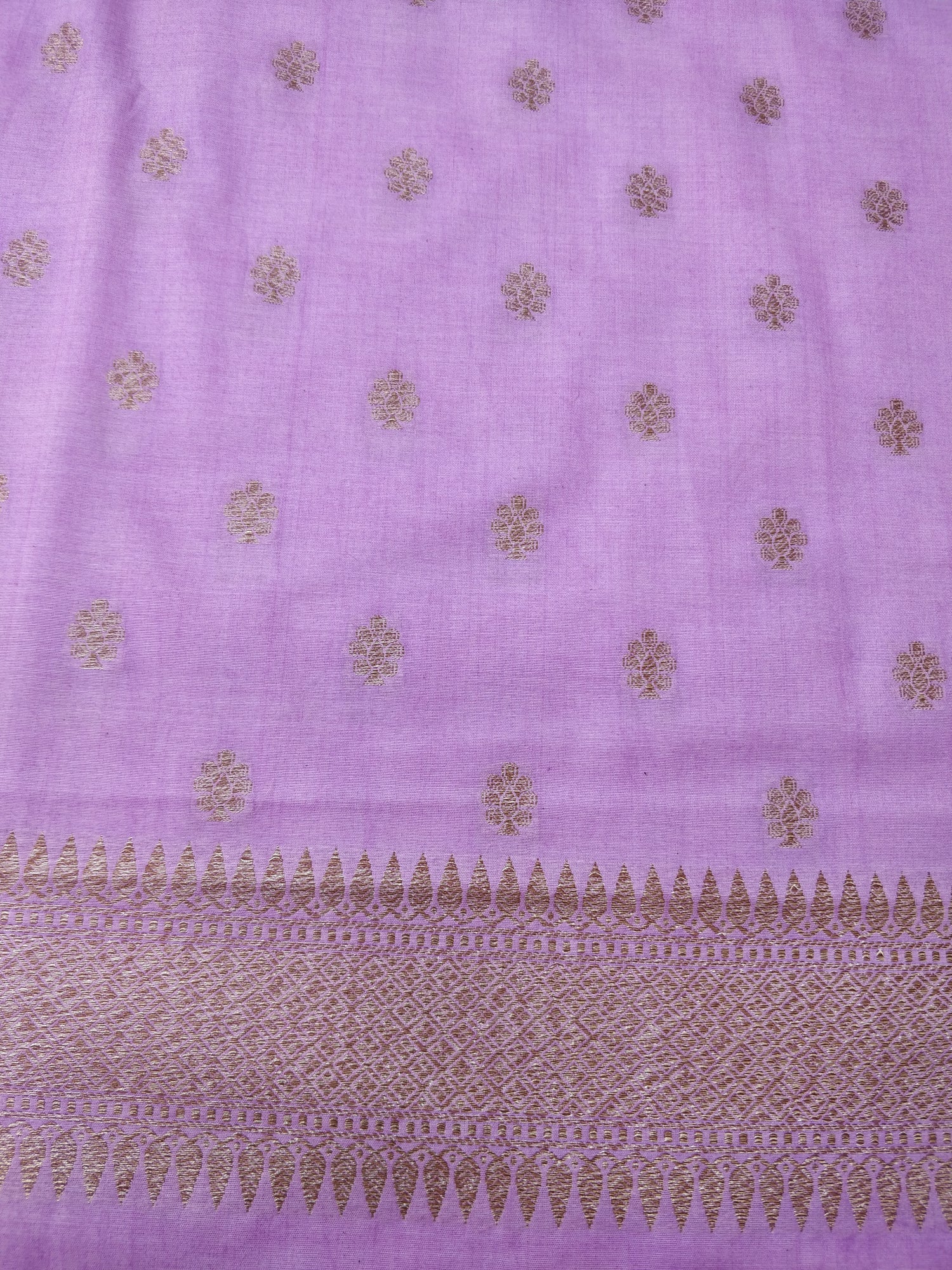 Purple Cotton Silk Banarasi Unstitched Suit Set