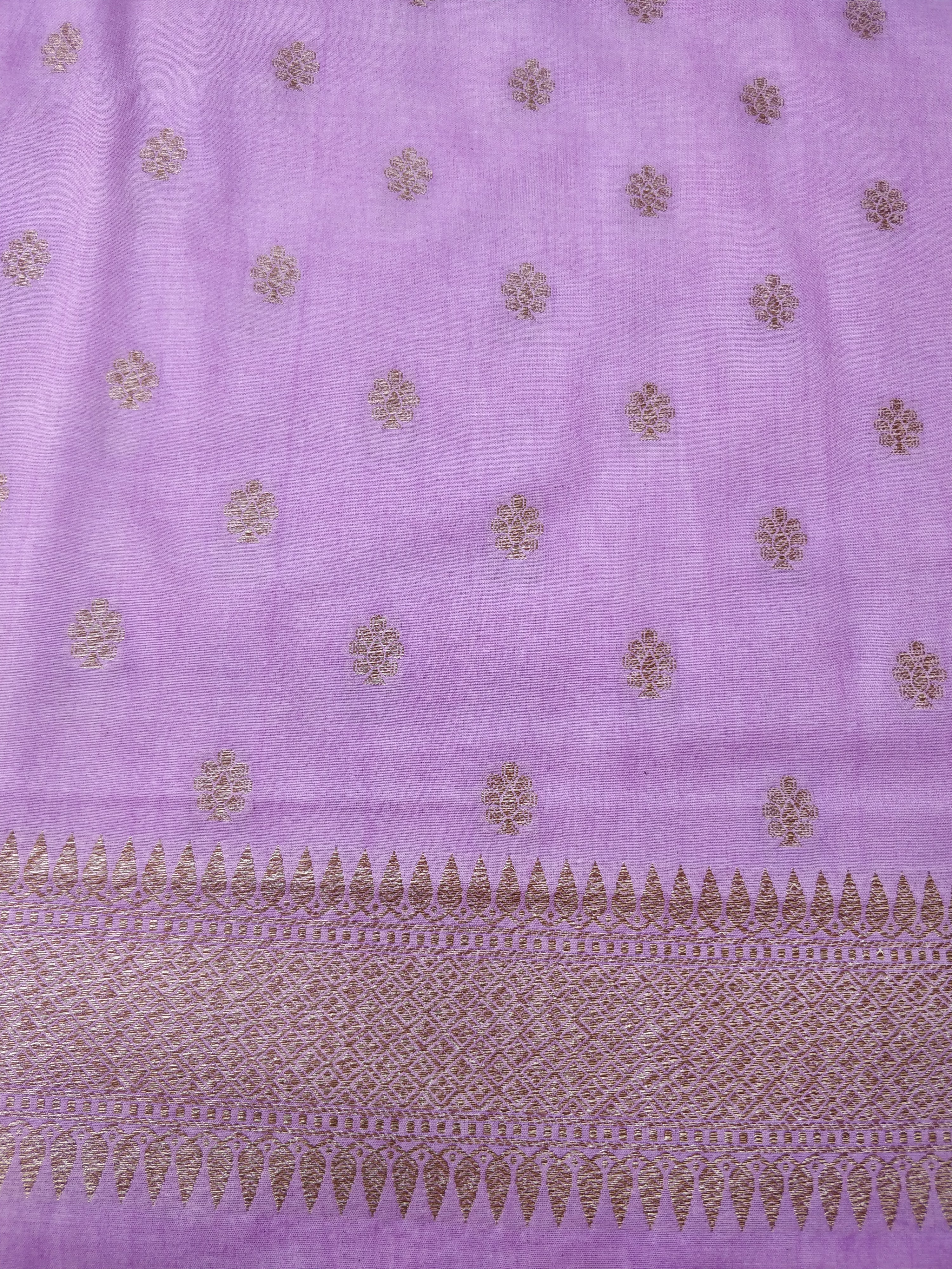 Purple Cotton Silk Banarasi Unstitched Suit Set