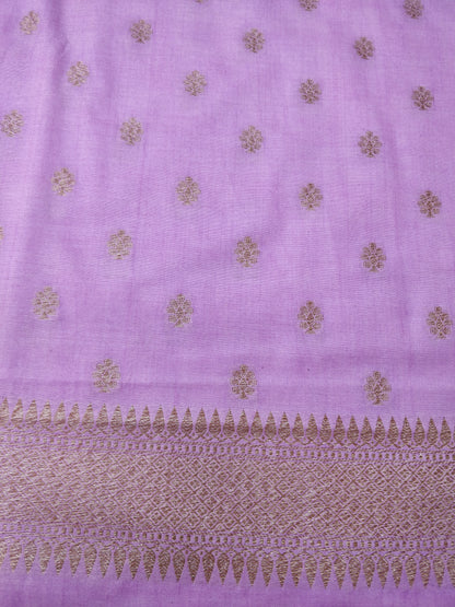 Purple Cotton Silk Banarasi Unstitched Suit Set