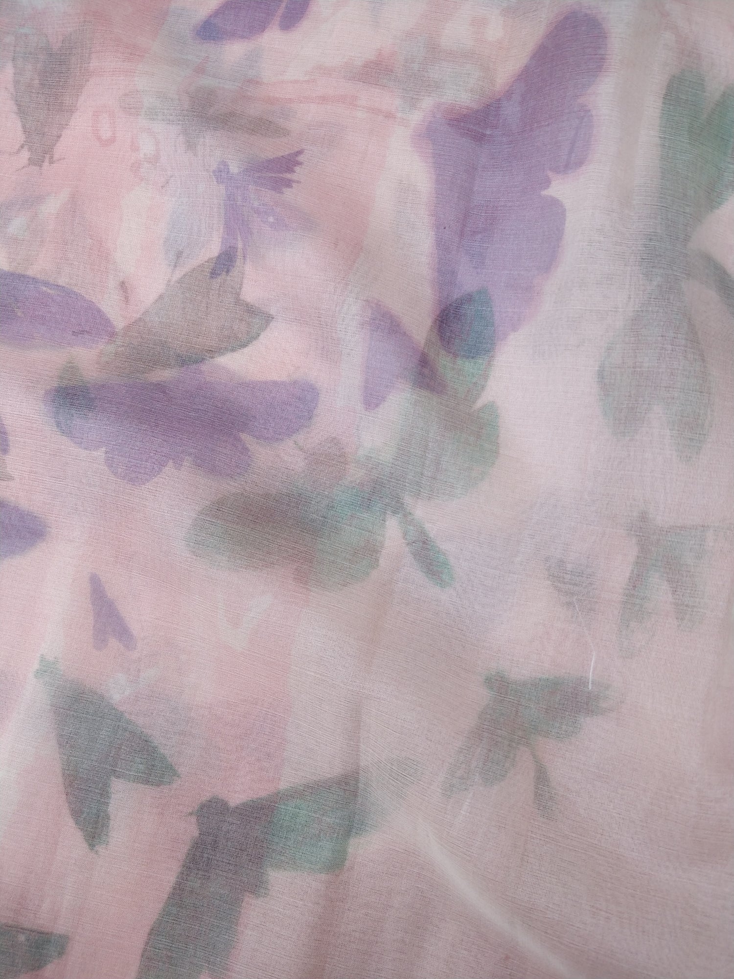 Pink Organza Silk Butterfly Print Banarasi Saree