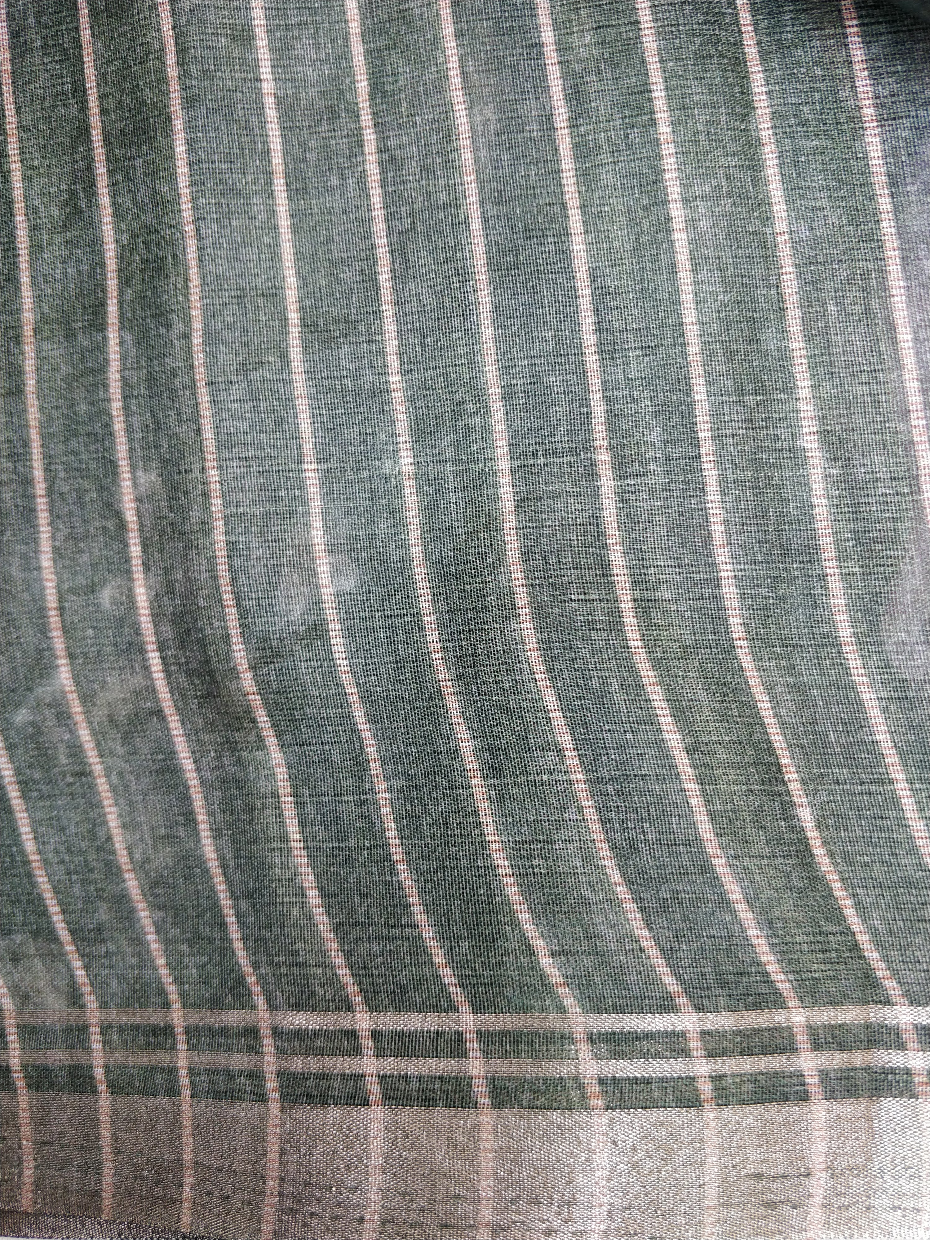 Green Organza Silk Floral Print Banarasi Saree