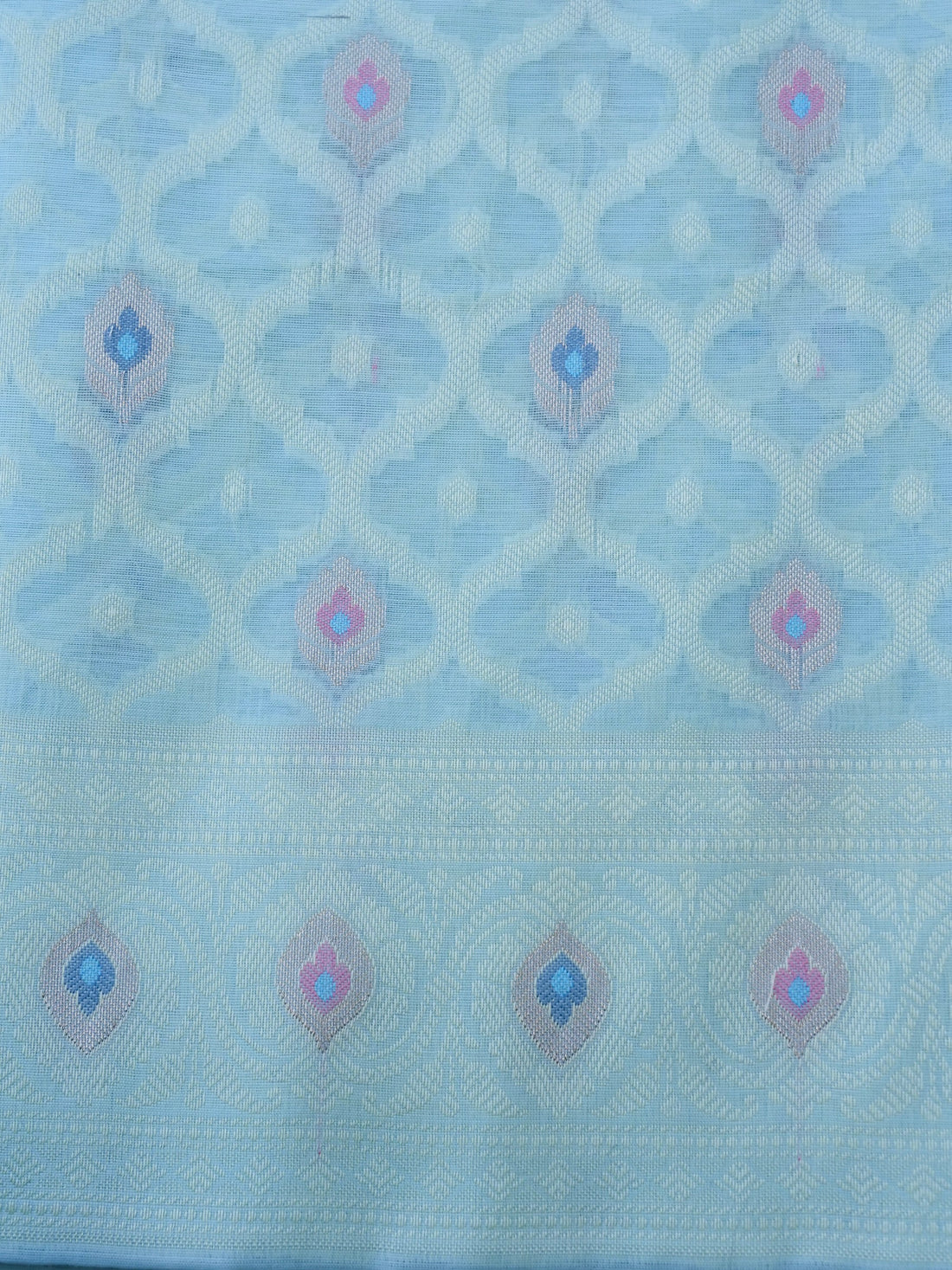 Green Banarasi Cotton Silk Unstitched Suit Set