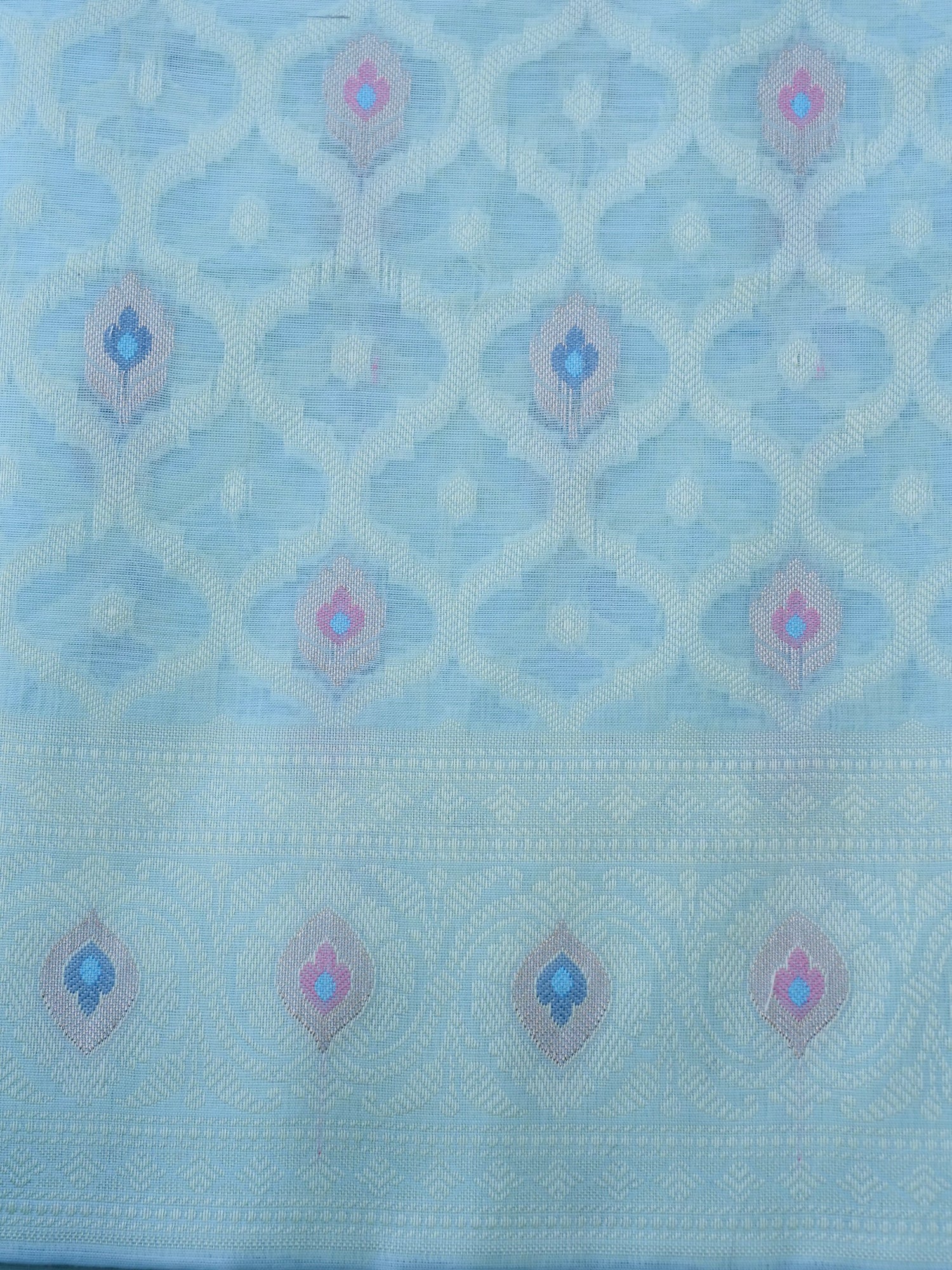 Green Banarasi Cotton Silk Unstitched Suit Set