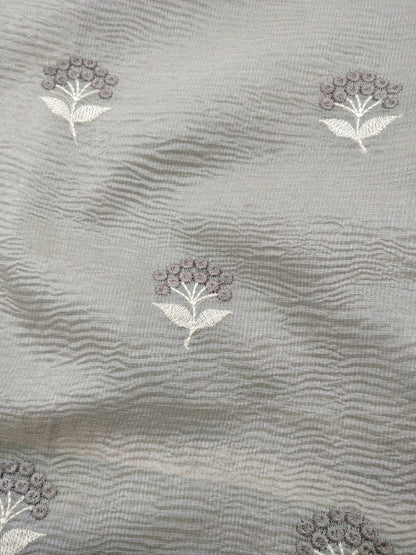 Gray Tissue Silk Pichwai Saree With Embroidery