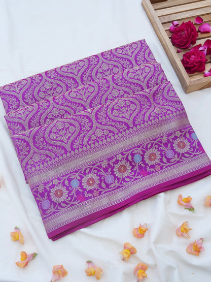 Purple Kataan Silk Meena Jangla Banarasi Saree