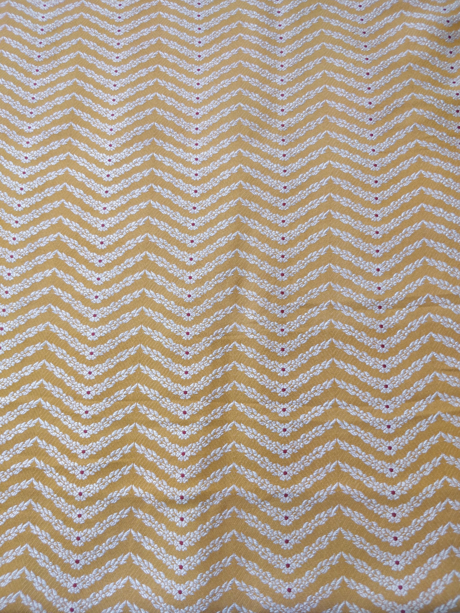 Yellow Handwoven Pure Kataan Silk jaal Fabric