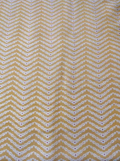 Yellow Handwoven Pure Kataan Silk jaal Fabric