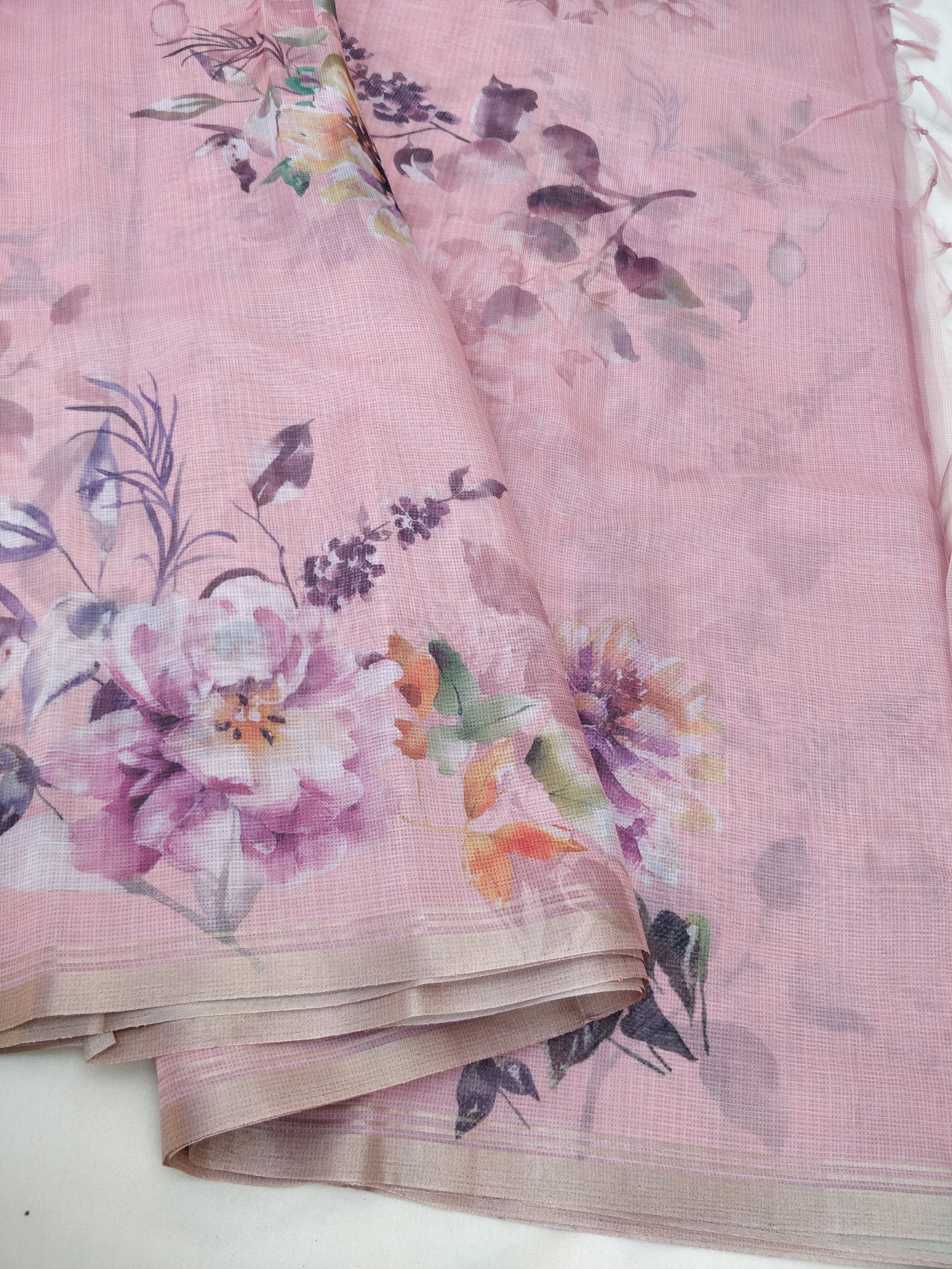 Pink Organza Silk Digital Print Banarasi Saree