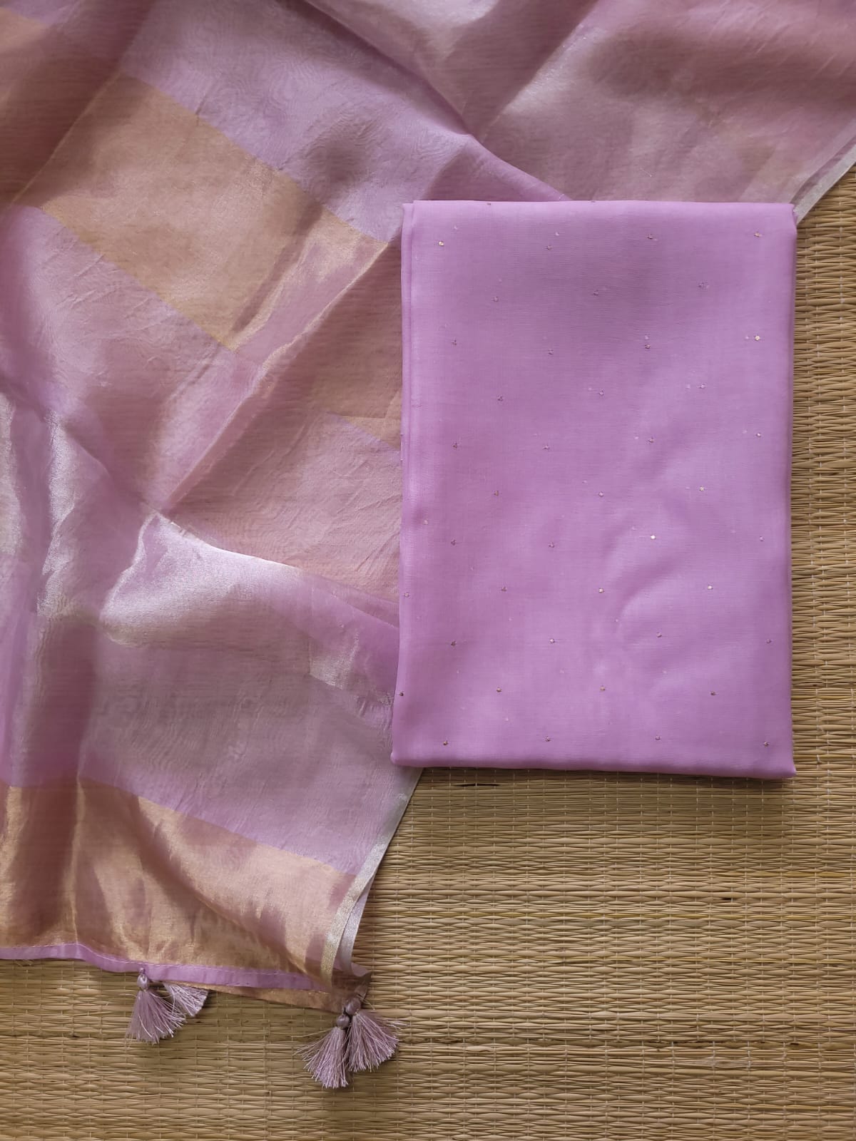 Pink Pure Organza Silk Embroidery Suit Fabric