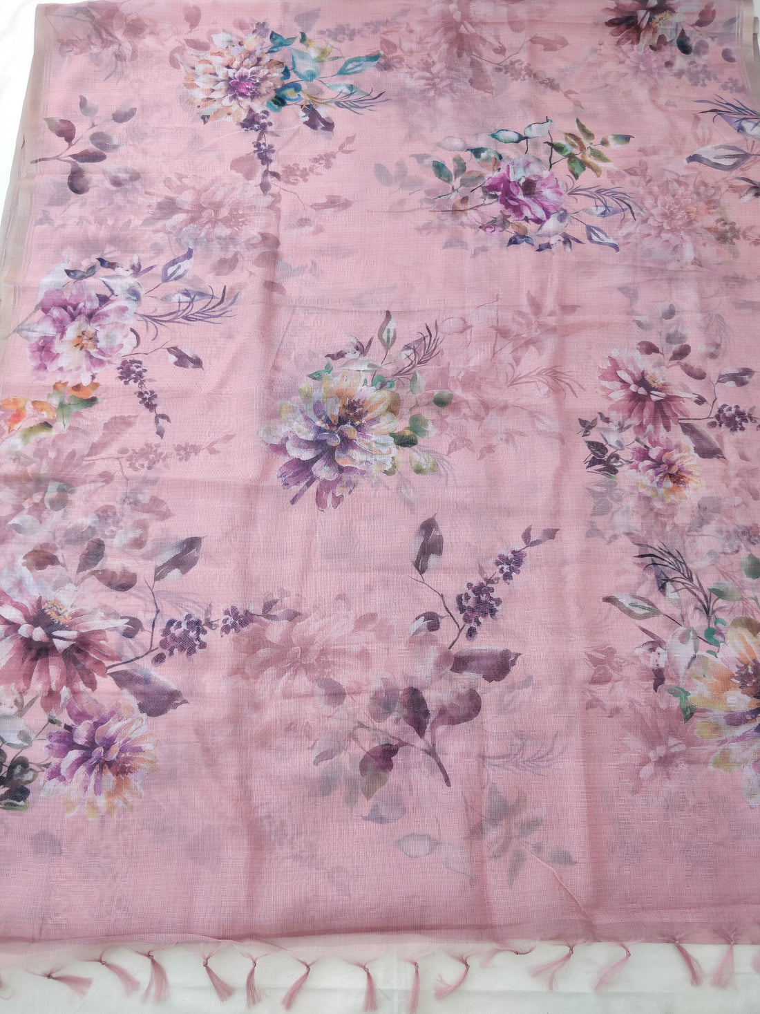 Pink Organza Silk Digital Print Banarasi Saree