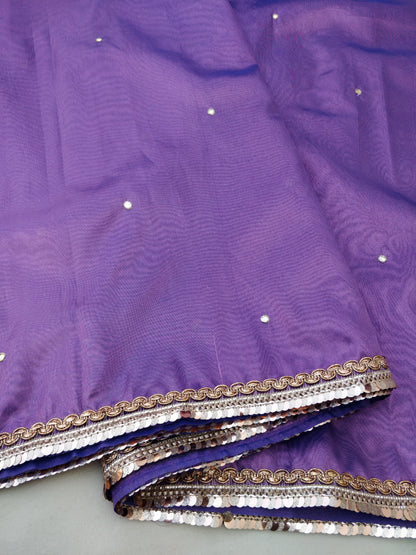 Purple Tissue Silk Saree with Embellished Border
