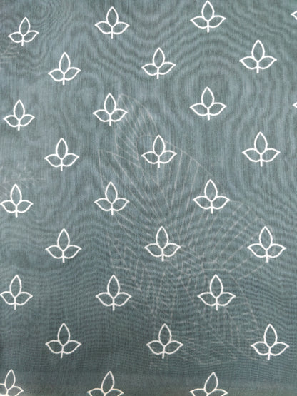 Green Mul Chanderi Silk Digital Print With Hand Embroidery Saree