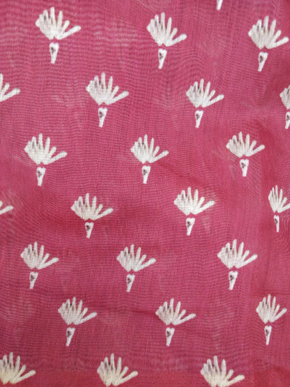 Red Mul Chanderi Silk Hand Embroidery Saree