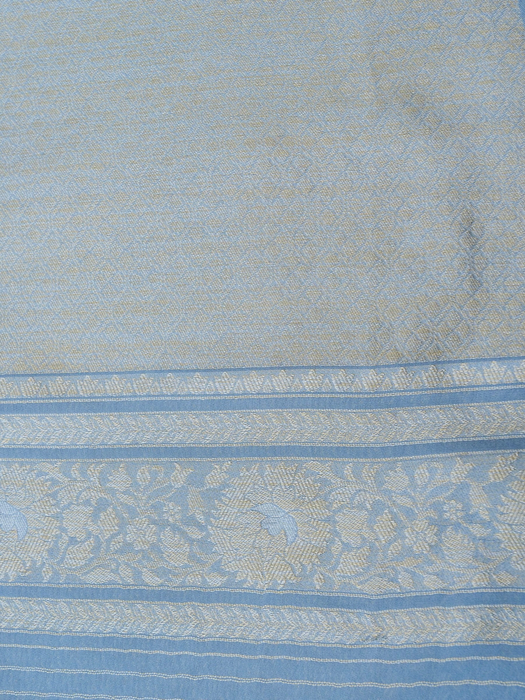 Gray Silk Tissue Jangla Banarasi Saree