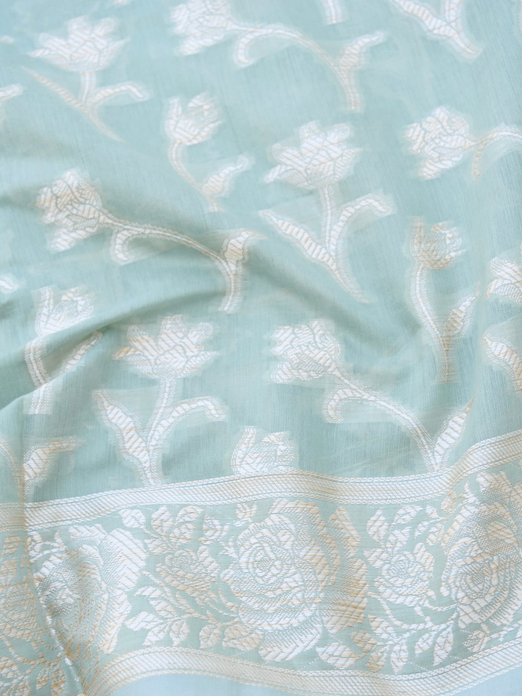 Green Banarasi Cotton Unstitched Suit Set