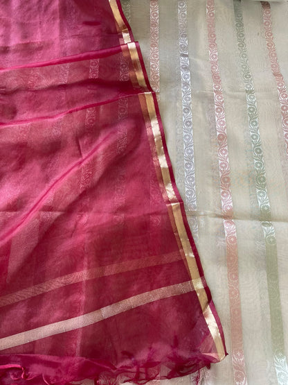 Gold Handwoven Pure Tissue Silk Banarasi Suit Set